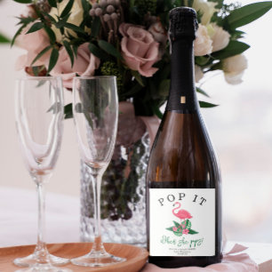 Etiquetas Para Vinos Espumosos Flamingo rosa - ¡Pop! ¡Cuando ella aparece!