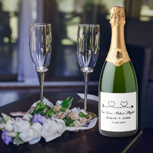 Etiquetas Para Vinos Espumosos Flecha de 2 Corazones Moderno Romántico Viaje Amor