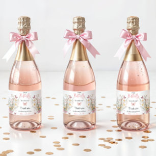 Etiquetas Para Vinos Espumosos Flor floral de mariposa rústica Baby Shower