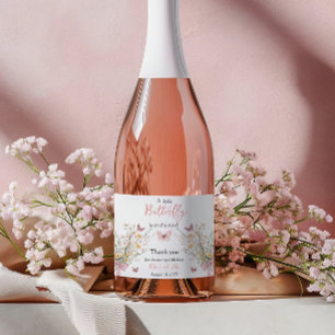 Etiquetas Para Vinos Espumosos Flor floral de mariposa rústica Baby Shower