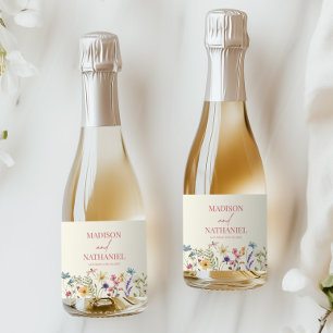 Etiquetas Para Vinos Espumosos Flor silvestre Flor Floral Boda Jardín