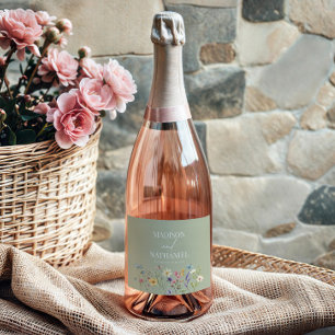 Etiquetas Para Vinos Espumosos Flor silvestre Flor Floral Boda Jardín