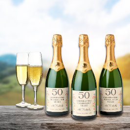 Etiquetas Para Vinos Espumosos Floral 50 Personalizado de cumpleaños 50 años moda