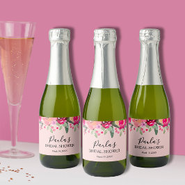 Etiquetas Para Vinos Espumosos Floral acuática personalizada ducha de novia mini
