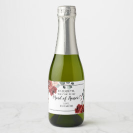 Etiquetas Para Vinos Espumosos FLORAL AUTUMN Sparkling Wine Label WILL YOU BE MY 