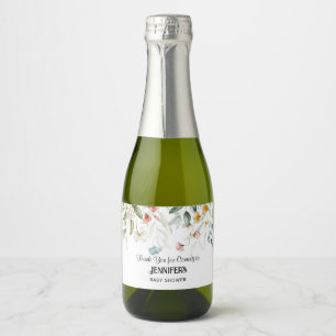 Etiquetas Para Vinos Espumosos Floral Drop, Baby Shower Gracias A Favor,