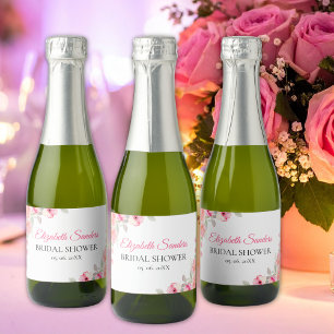 Etiquetas Para Vinos Espumosos Floral Watercolor Bottle Labels for Bridal Shower