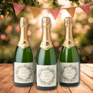 Etiquetas Para Vinos Espumosos Florales otoñales Personalizan texturados