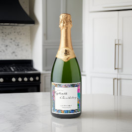 Etiquetas Para Vinos Espumosos Flores artísticas acuarelas CUALQUIER fiesta de cu