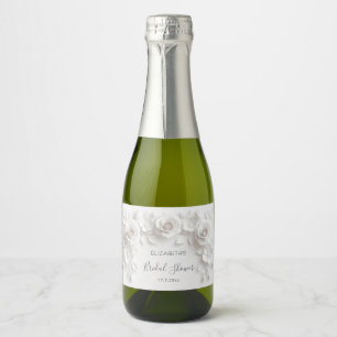 Etiquetas Para Vinos Espumosos Flores Blancas 3D Rosas Despedida de Soltera