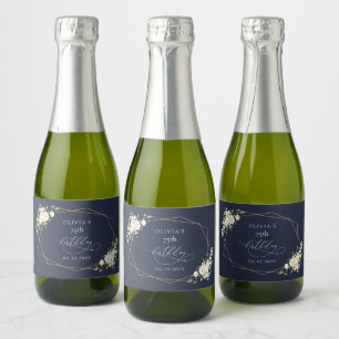 Etiquetas Para Vinos Espumosos Flores Blancas, Flores Crema, Boho, Cumpleaños