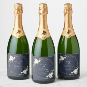 Etiquetas Para Vinos Espumosos Flores Blancas, Flores Crema, Boho, Cumpleaños