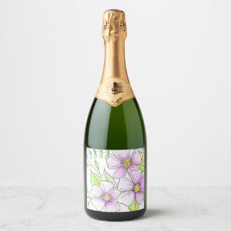 Etiquetas Para Vinos Espumosos Flores de Acuarela Moradas Bonitas