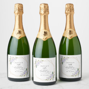 Etiquetas Para Vinos Espumosos Flores Moradas, Flores Blancas, Verdor, Cumpleaños
