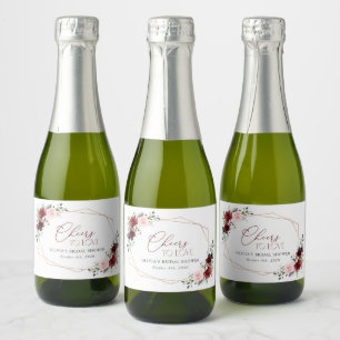 Etiquetas Para Vinos Espumosos Flores rojas de Borgoña, flores rosas, ducha de no