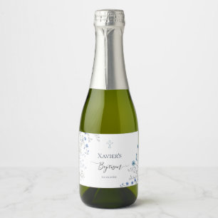 Etiquetas Para Vinos Espumosos flores silvestres azules Bautismo