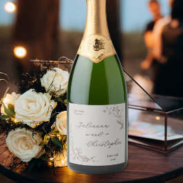Etiquetas Para Vinos Espumosos Flores silvestres rústicas elegantes guión plata