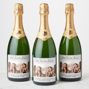 Etiquetas Para Vinos Espumosos Foto amigos para siempre con nombres en brillo pla