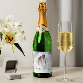 Etiquetas Para Vinos Espumosos Foto de boda con agata rosa y dorado
