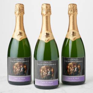 Etiquetas Para Vinos Espumosos Foto de cumpleaños conjunto Champagne Morado Real