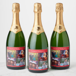 Etiquetas Para Vinos Espumosos Foto de la familia Red Merry Christmas