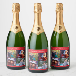 Etiquetas Para Vinos Espumosos Foto de la familia Red Merry Christmas
