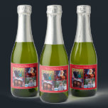 Etiquetas Para Vinos Espumosos Foto de la familia Red Merry Christmas<br><div class="desc">Etiquetas de botellas de vino espumoso Red Merry Christmas con fotos y texto cambiables - puedes agregar tu nombre familiar y cambiar fotos,  impresas en el fondo rojo</div>