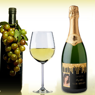 Etiquetas Para Vinos Espumosos Foto de la fiesta de cumpleaños purpurina de oro n