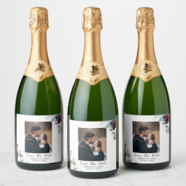 Etiquetas Para Vinos Espumosos Foto floral gótica azul borgoña de la Marina