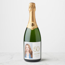 Foto personalizada cumpleaños 50 dorado blanco 50