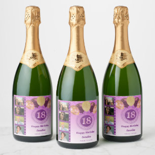 Etiquetas Para Vinos Espumosos Fotos, 18 cumpleaños Purpurina Rosa Champagne