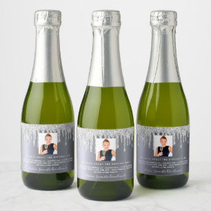 Etiquetas Para Vinos Espumosos Fotos de cumpleaños purpurina de plata hechos dive