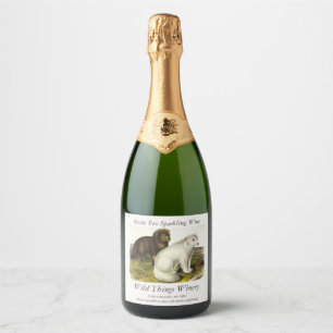 Etiquetas Para Vinos Espumosos Fox Ártica (Fox blanca, Fox polar, Fox de nieve)