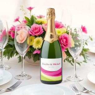 Etiquetas Para Vinos Espumosos Fucsia y Verde Lima
