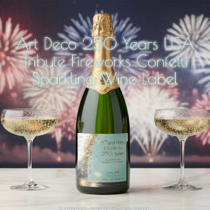 Etiquetas Para Vinos Espumosos Fuegos Artificiales Confeti Homenaje USA 250 Años
