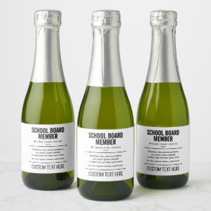 Etiquetas Para Vinos Espumosos Funny de miembro del Consejo Escolar Personalizado