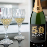 Etiquetas Para Vinos Espumosos Funny Gold Purpurina 50 Where Black 50th Birthday<br><div class="desc">Funny purpurina de oro negro 50 cumpleaños fiesta de botellas de vino con el texto "50 dónde?" Genial para las mujeres que cumplen cincuenta años.</div>