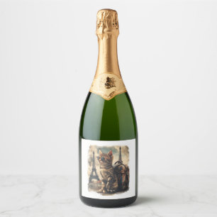 Etiquetas Para Vinos Espumosos Gato Compañero de Viaje