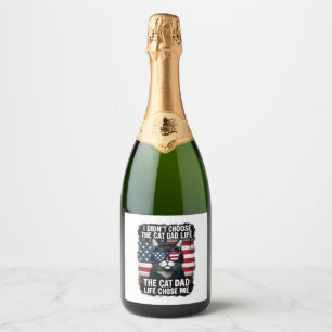 Etiquetas Para Vinos Espumosos Gato de la bandera americana vintage papá Día del