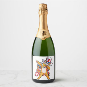 Etiquetas Para Vinos Espumosos Gato haciendo dab Uncle Sam camiseta 4 de julio ni