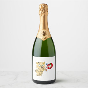 Etiquetas Para Vinos Espumosos Gato jugando dardos