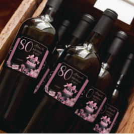 Etiquetas Para Vinos Espumosos Glam Pink Black Fashion 80th Birthday Party