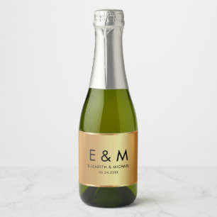 Etiquetas Para Vinos Espumosos Glamuroso Texto de Monograma para Guardar la Fecha
