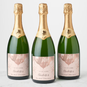 Etiquetas Para Vinos Espumosos Globos rosados de oro rosa para despedida de solte