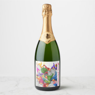 Etiquetas Para Vinos Espumosos Gnome Navidades Sparkling Wine Labs