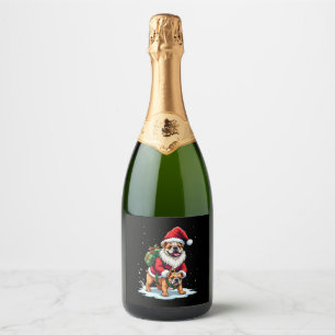 Etiquetas Para Vinos Espumosos Gnome Riding Navidades de Bulldog inglés Xmas Boys