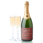 Etiquetas Para Vinos Espumosos Gold Merry Christmas Red Buffalo Plantado<br><div class="desc">Feliz Navidad con un falso guión de Relieve metalizado dorado y tus nombres con letras de moda en un patrón de cestería de búfalo rojo y gris,  estas botellas espumosas son elegantes para los regalos de los Navidades o para etiquetar el vino servido en tus vacaciones.</div>