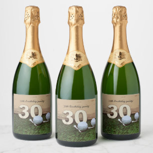 Etiquetas Para Vinos Espumosos Golf 30.ª bola de golf de cumpleaños y tee on gree