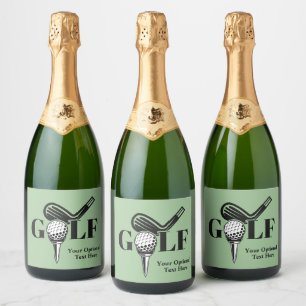 Etiquetas Para Vinos Espumosos Golf de Texto Personalizado
