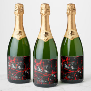 Etiquetas Para Vinos Espumosos Gótico nocturno de horror - Negro y Blanco,Rojo